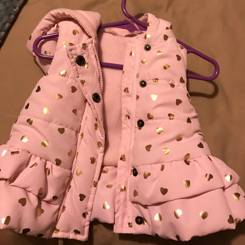 Pink heart puffy vest
